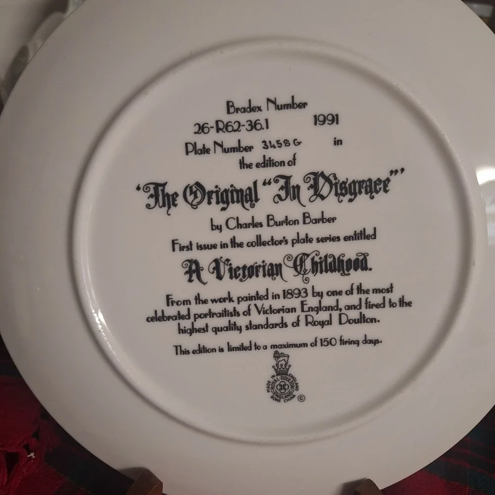 Royal Doulton In Disgrace Plate Charles Burton Barber Victorian Childhood 1991